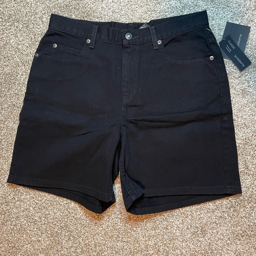 Liz Claiborne Jean Shorts Classic Fit Women’s Black Size 10